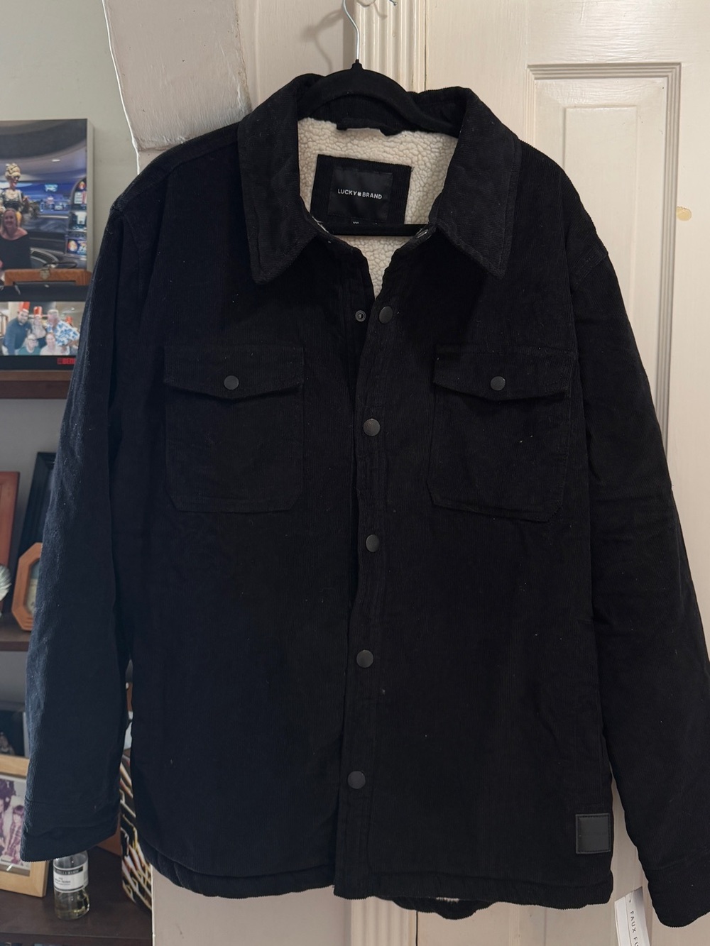 Lucky Brand Men’s Sherpa Lined Corduroy Shirt Jacket Black XXL -NWT